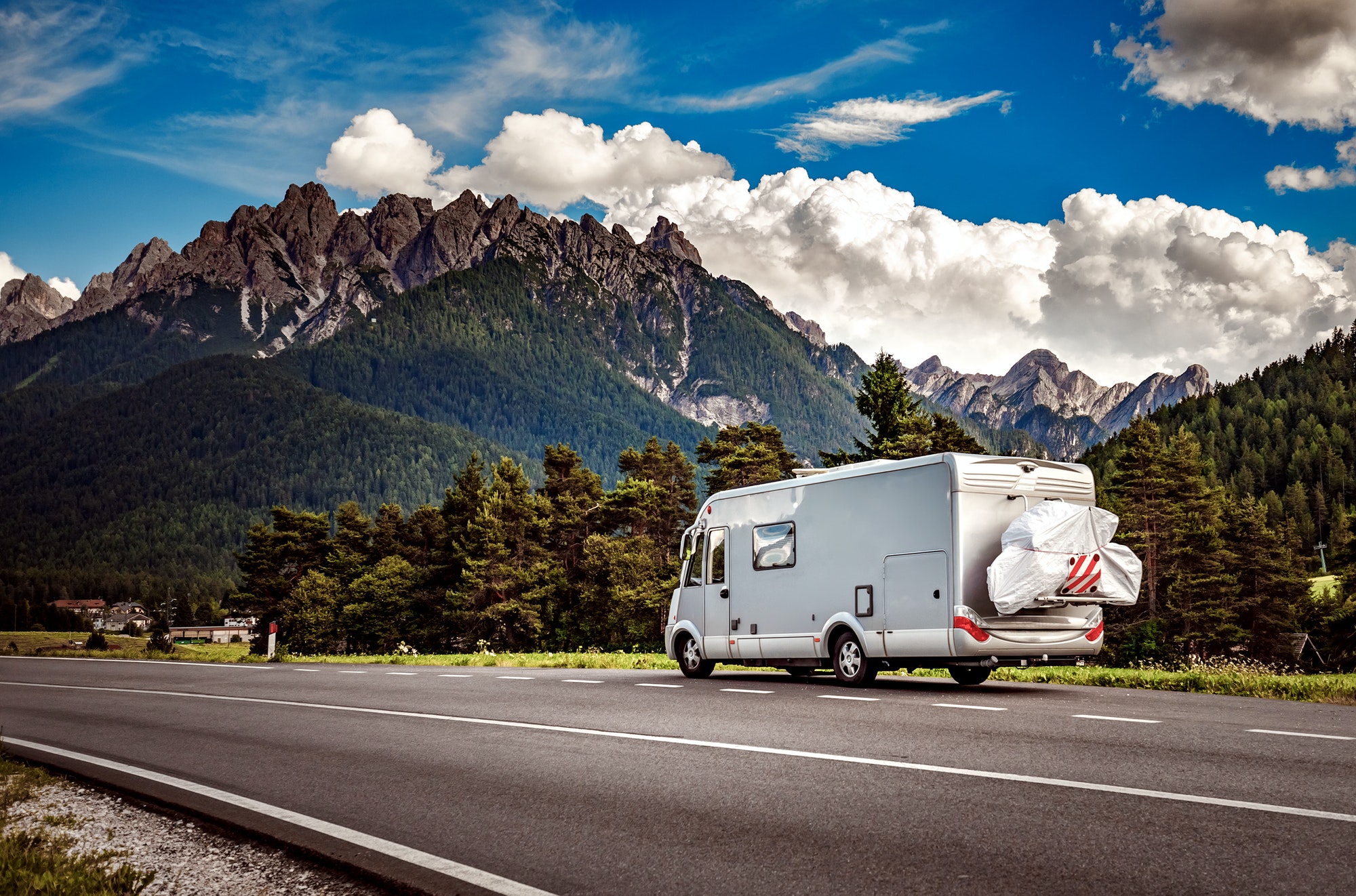 Family vacation travel, holiday trip in motorhome