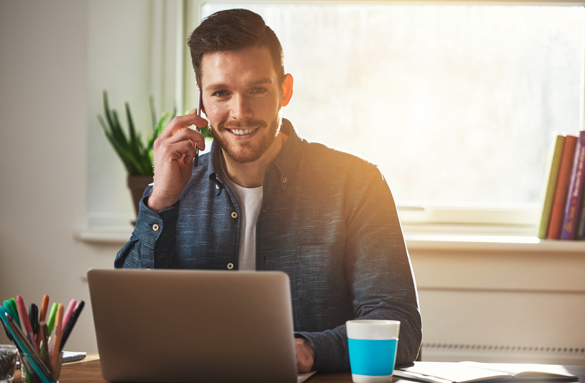 Entrepreneur talking on phone