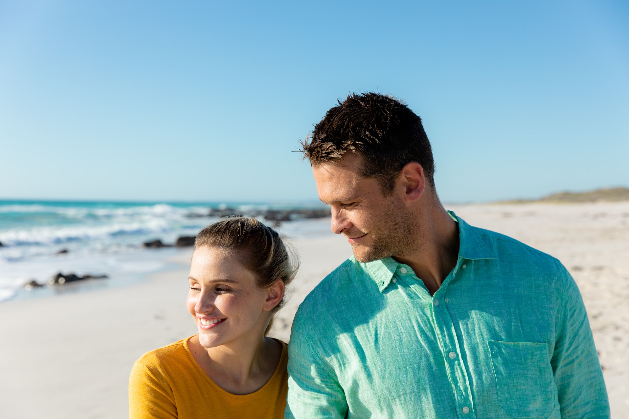 Couple in love at the beach