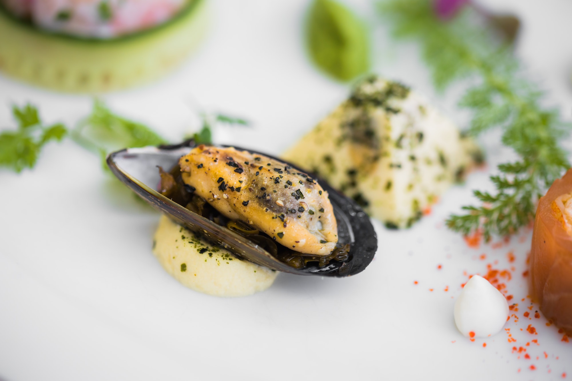 Mussel on seafood plate